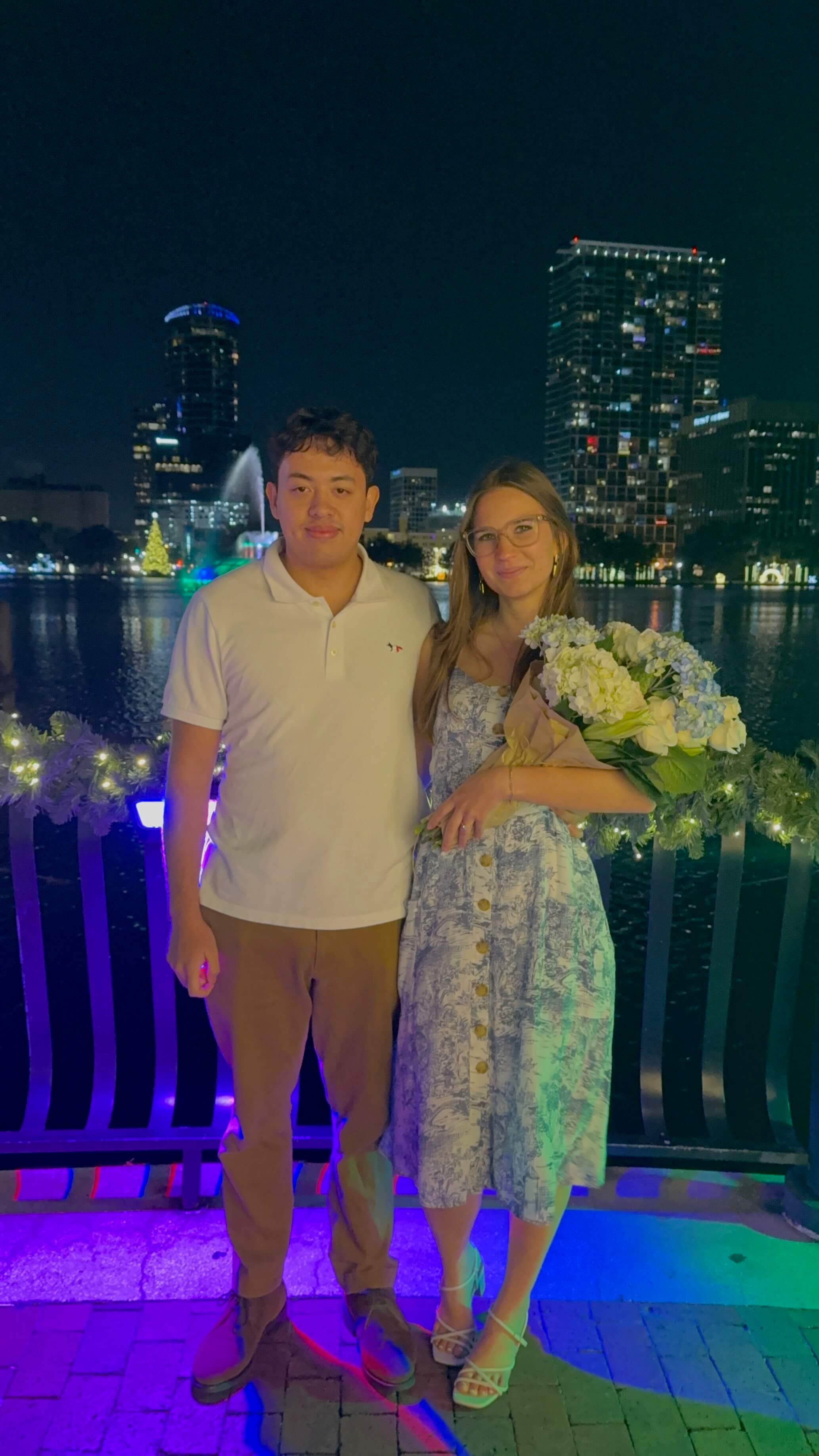 The couple at an engagment celebration